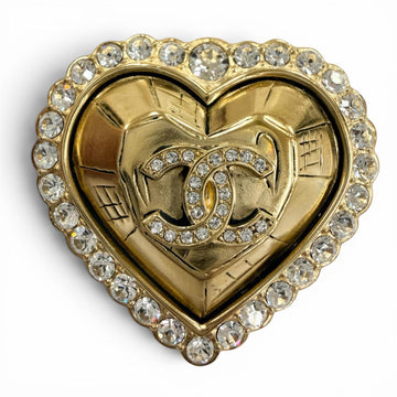 Chanel Cc Logo Heart Brooch Metal