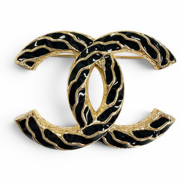 Chanel Cc Logo Brooch Gold-Tone Metal