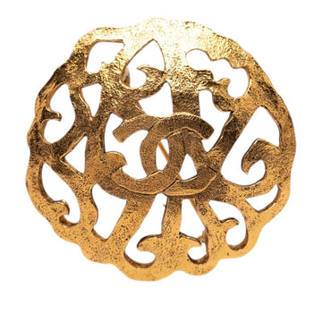 Chanel Cc Logo Round Brooch Metal