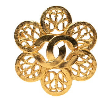 Chanel Cc Logo Flower Brooch Metal