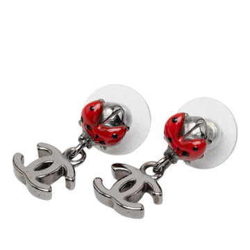 Chanel Cc Logo Stud Ladybug Earrings