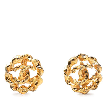 Chanel Cc Logo Round Clip-On Earrings