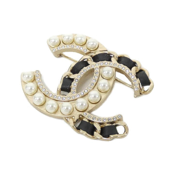 Chanel Brooch Leather Black And White