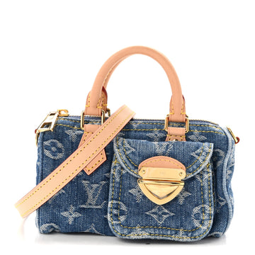 Louis Vuitton Denim Nano Speedy Blue