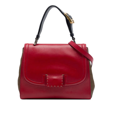 Fendi Leather And Pequin Canvas Selleria