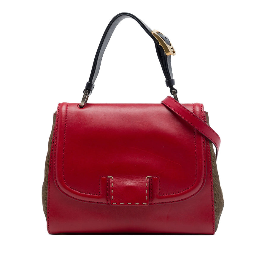 Fendi Leather And Pequin Canvas Selleria
