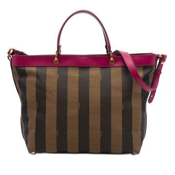Fendi Large Pequin Canvas Satchel Pre-
