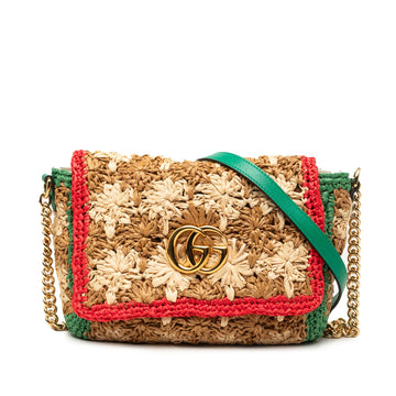 Gucci Small Gg Marmont Raffia Crossbody