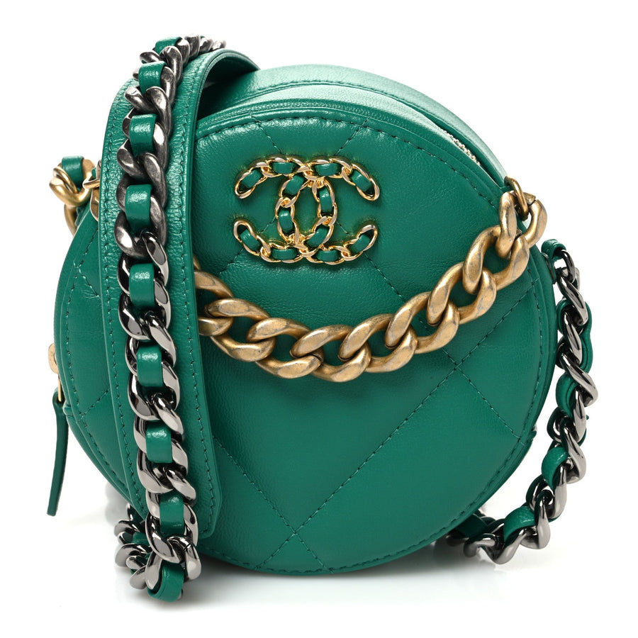 Lambskin Quilted Chanel 19 Round Clutch