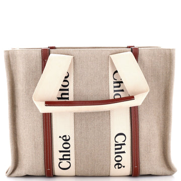 Chloe Woody Tote Canvas With Leather