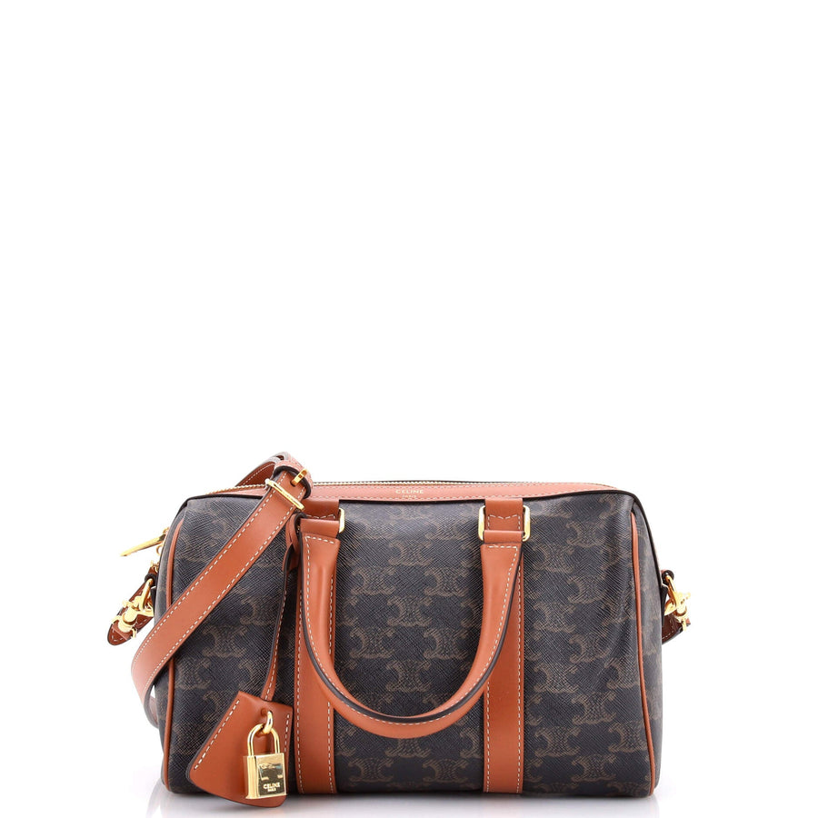Celine Boston Bag Triomphe Coated Canvas