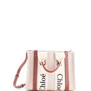 Chloe Woody Tote Canvas With Leather