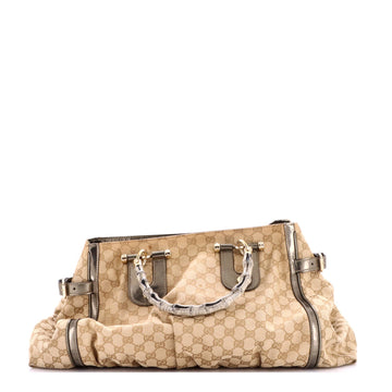 Gucci Pop Bamboo Tote Gg Canvas Large