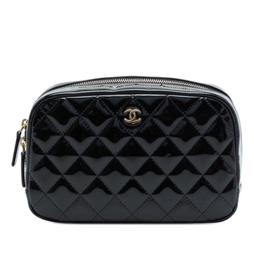 Chanel Cc Quilted Patent Cosmetic Pouch