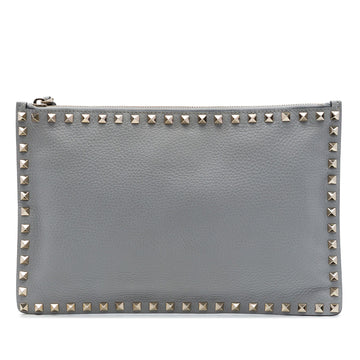 Valentino Grained Calfskin Rockstud Zip