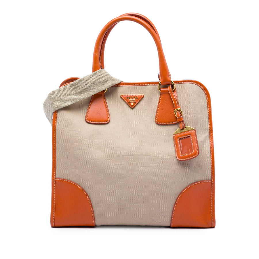 Prada Saffiano Trimmed Canvas Canapa