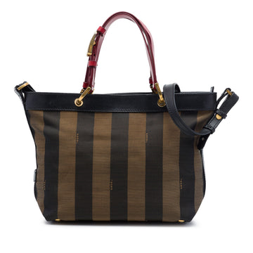 Fendi Canvas Pequin Stripe Satchel Pre-
