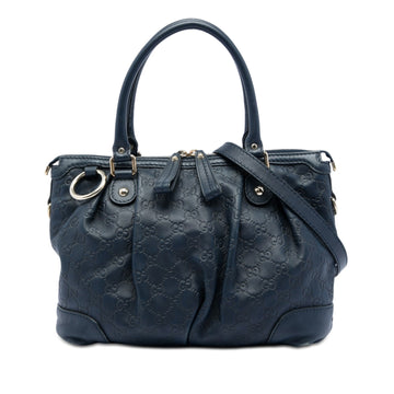 Gucci Ssima Sukey Satchel Pre-Loved Navy