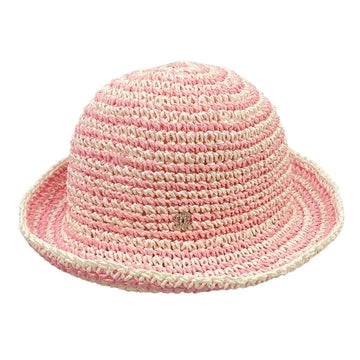 Chanel Pink White Straw Hat
