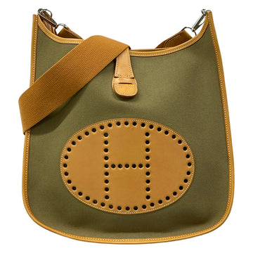 Hermes Evelyne Ii Gm Khaki Natural Toile