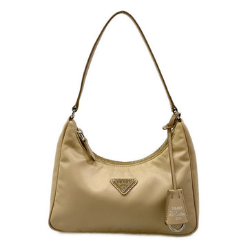 Prada Beige Nylon Leather Handbag