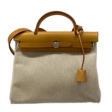 Hermes Herbag Pm Beige Brown Toile H Box