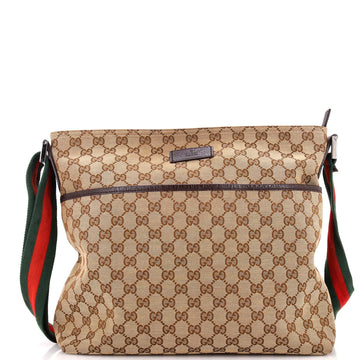 Gucci Web Strap Zip Messenger Bag Gg