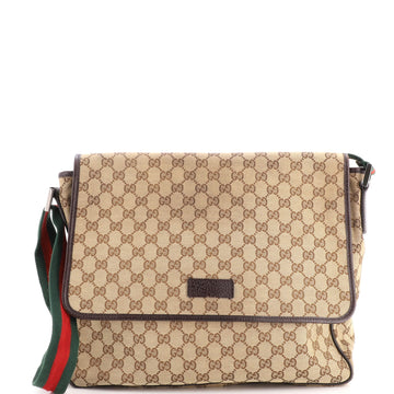 Gucci Web Strap Flap Messenger Gg Canvas