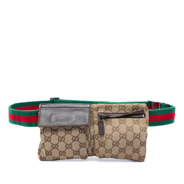 Gucci Gg Canvas Web Double Pocket Belt