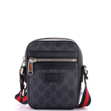 Gucci Web Strap Front Zip Messenger Bag