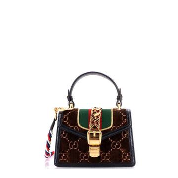 Gucci Sylvie Top Handle Bag Gg Velvet