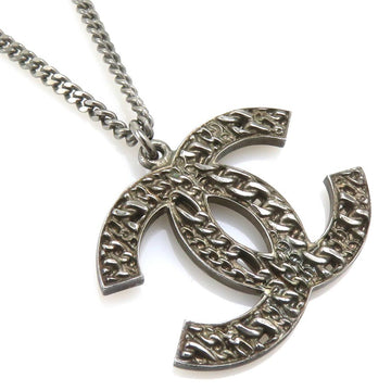 Chanel Cc Logo Necklace Gunmetal