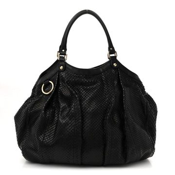 Gucci Snakeskin Large Sukey Tote Black