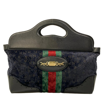 Gucci Shelly Black Velour Leather Tote