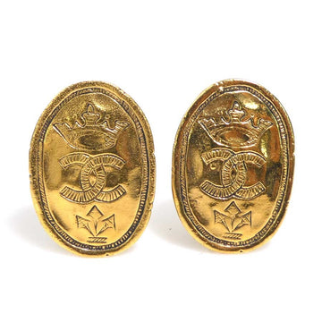 Chanel Cc Logo Earrings Gold Metal