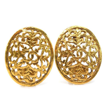 Chanel Cc Logo Earrings Gold Metal