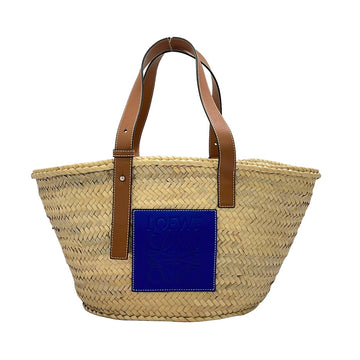 Loewe Basket Beige Navy Brown Palm Leaf