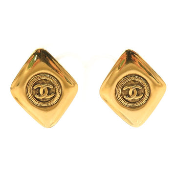 Chanel Cc Logo Earrings Gold Metal