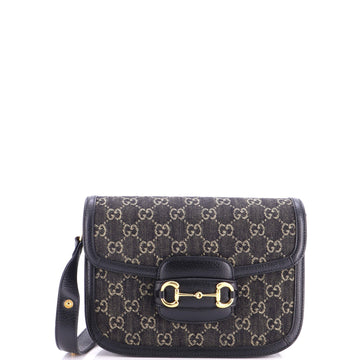 Gucci Horsebit Shoulder Bag Gg Denim