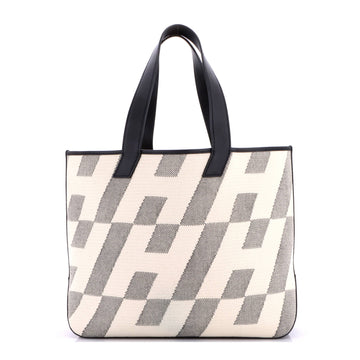 Hermes Cabas H En Biais Tote Canvas With