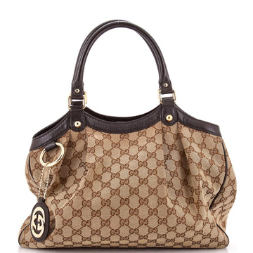Gucci Sukey Tote Gg Canvas With Leather