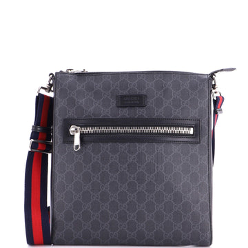 Gucci Web Strap Front Zip Messenger Bag