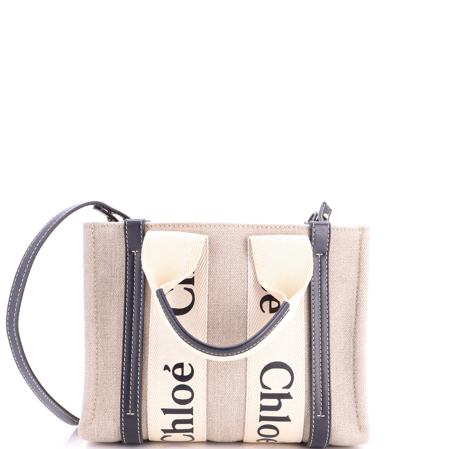 Chloe Woody Tote Canvas With Leather
