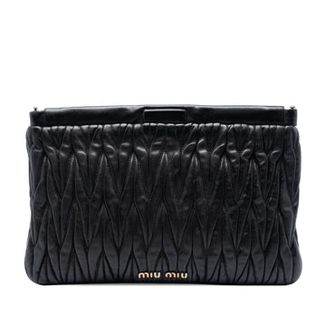 Miu Matelasse Nappa Frame Clutch
