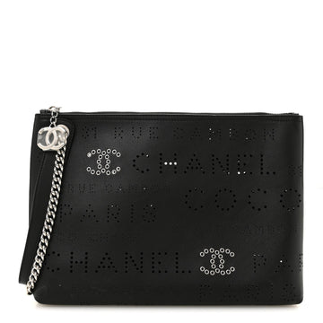 Chanel Calfskin Eyelets Clutch Black