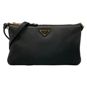 Prada Black Soft Grain Leather Shoulder