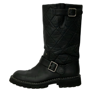 Chanel Black Leather Women's Boots