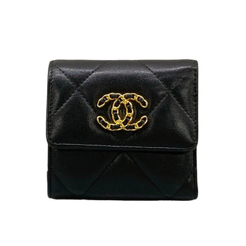 Chanel 19 Black Lambskin Trifold Wallet