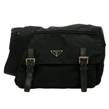 Prada Black Nylon Leather Shoulder Bag