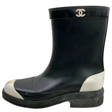 Chanel Black White Rubber Boots